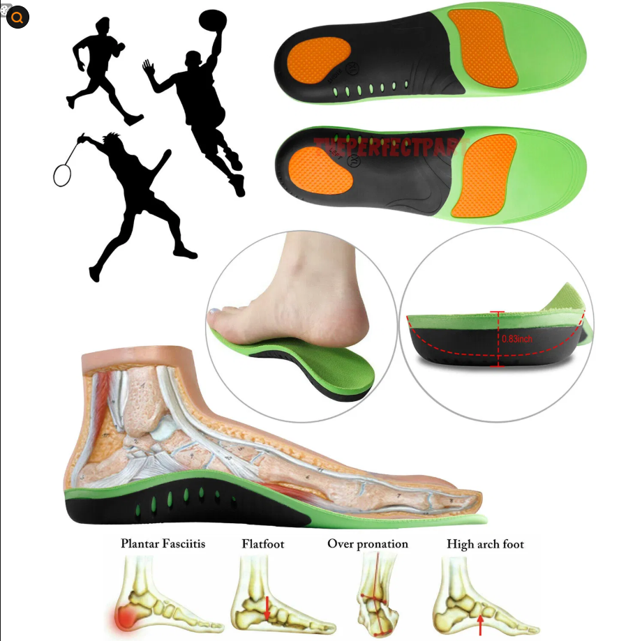 Orthotic Shoe Insoles Inserts Flat Feet High Arch Support for Plantar Fasciitis